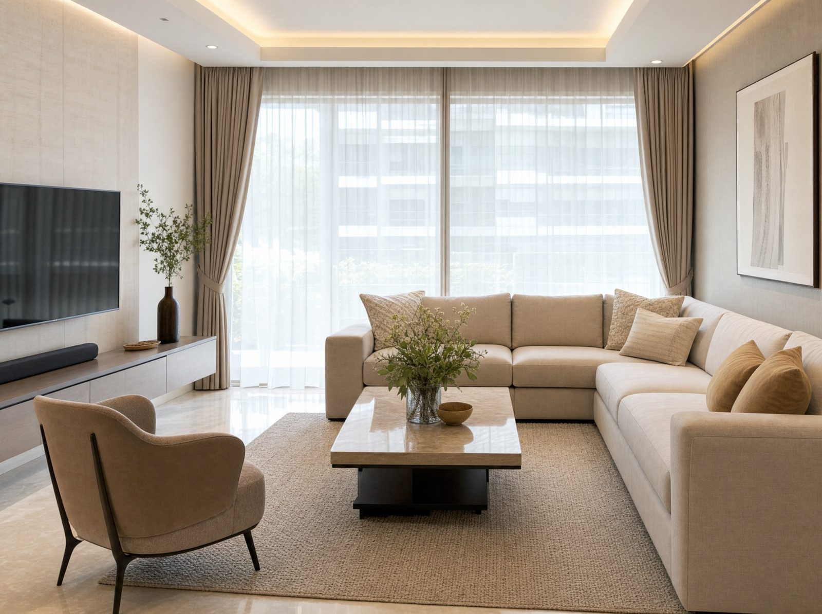 A Cleancraft team member tidying a bright Singapore home